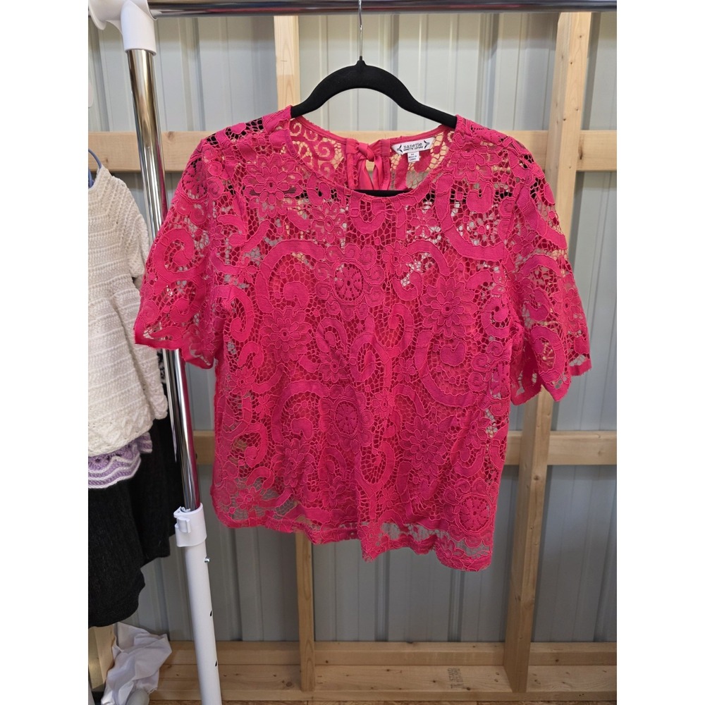 Nanette Lepore 2 Pc Lace Blouse Size M. A Sweet Romantic Little Pink‎ Blouse. - Picture 3 of 3